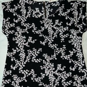 Hippie Rose Black Dress with White Floral Accents